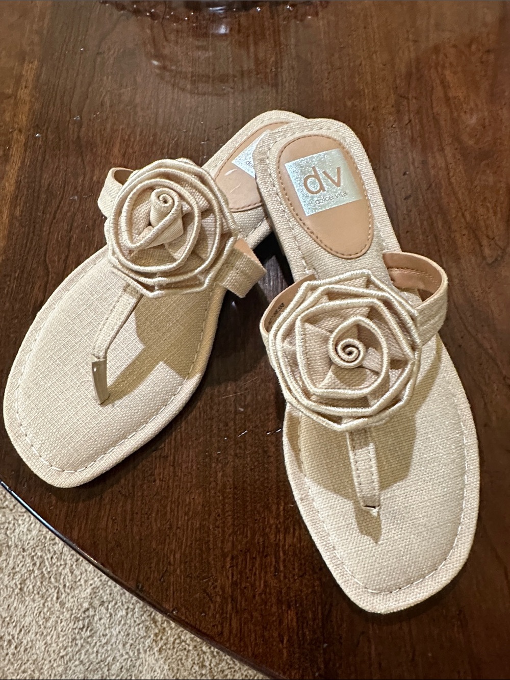 DV by Dolce Vita Beige Floral Thong Sandals